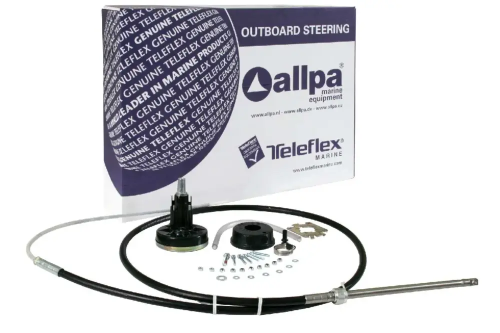 Allpa Seastar stuursysteem-kabelbesturing 2.40 meter compleet met stuurwiel Op = Op