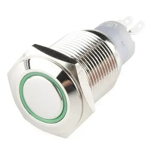 Koop Online Hollex drukknop aan uit RVS 12volt LED groen