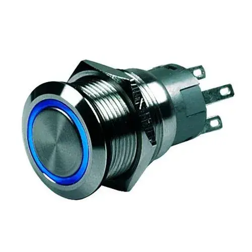 Favoriet Hollex drukknop puls RVS 12volt LED blauw