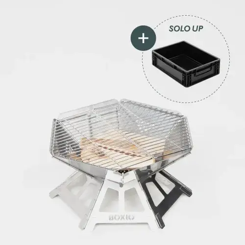 Boxio Fire RVS vuurkorf met grillrooster Direct Verzonden