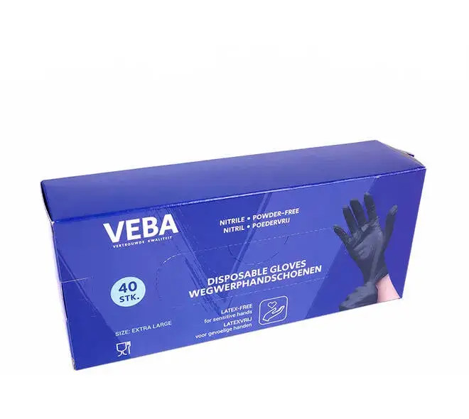 Veba Nitril handschoenen poedervrij zwart XL 40stuks Laatste Kans