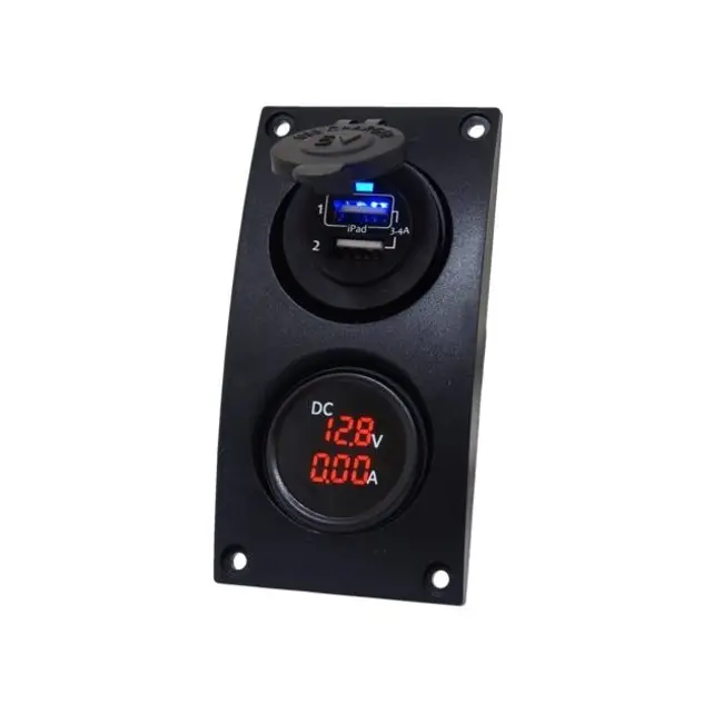 Beperkte Voorraad Talamex Curved add-on paneel dubbel USB & Volt/ampere meter