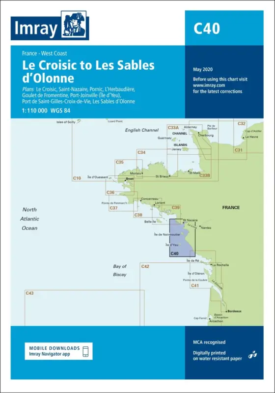 Imray Chart C40 Le Croisic to Les Sables d’Olonne Premium