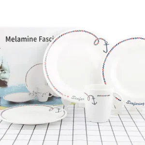 BW Serviesset melamine met ankermotief Finale Uitverkoop