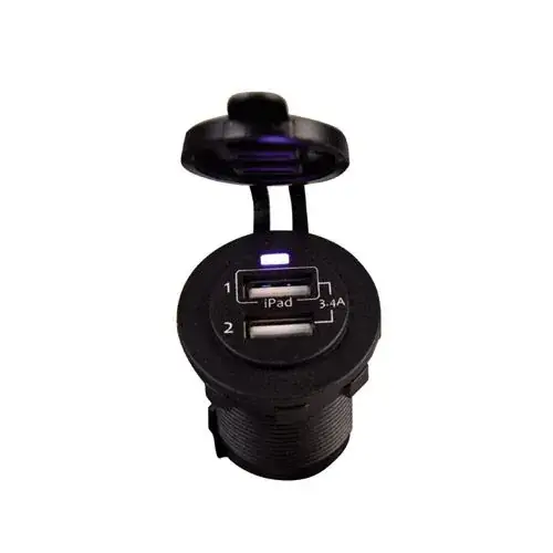 12/24 volt USB inbouwstopcontact dubbel met laadfunctie Beste Prijs