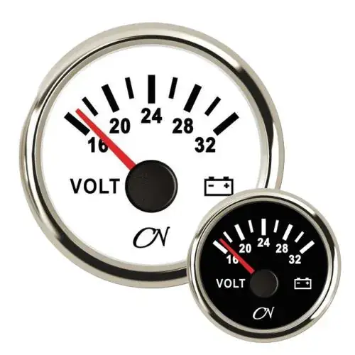 Aanbieding CN voltmeter 24V met Chromen ring Wit of Zwart