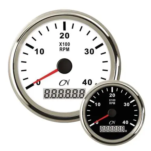 CN toerenteller met bedrijfsurenteller 4000 rpm met Chromen ring Wit of Zwart Shop Nu