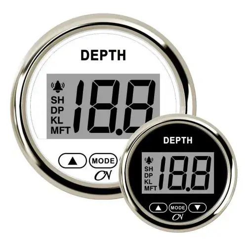 CN Dieptemeter met Spiegeltransducer 12V Chromen ring Populair