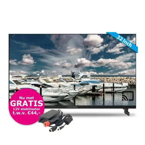 Nieuw Thomson 32 Inch 12 Volt Android/Google SMART HD QLED TV met GRATIS stabilisator