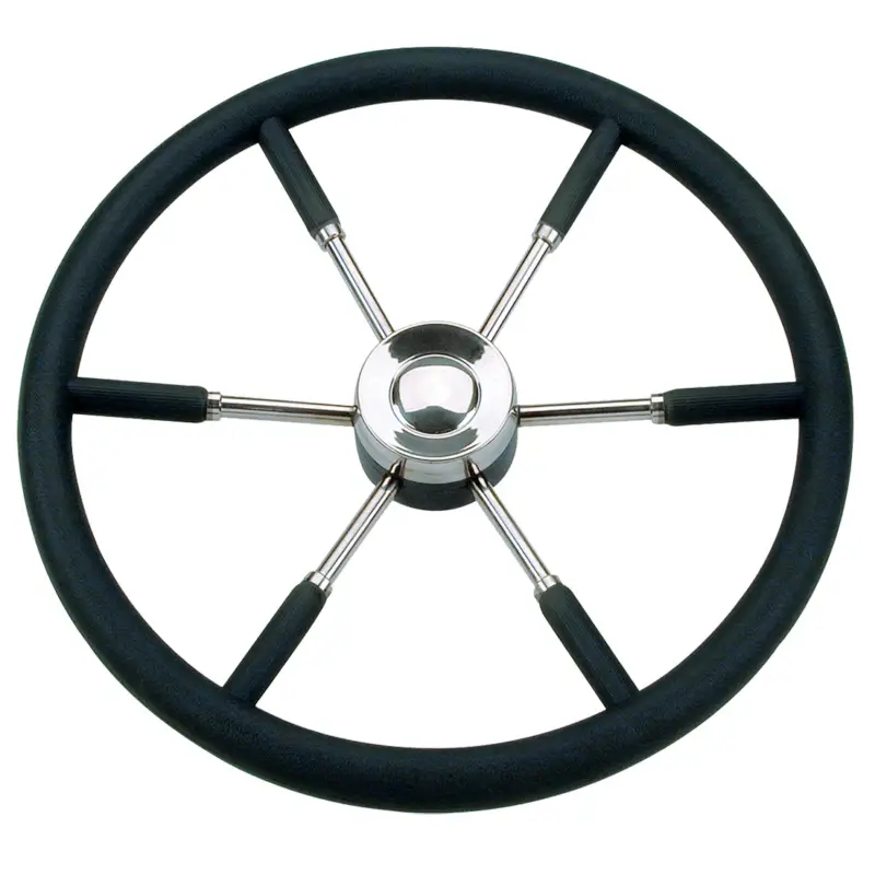 Weekendaanbieding RVS boot stuurwiel met PU grip - 6 spaken
