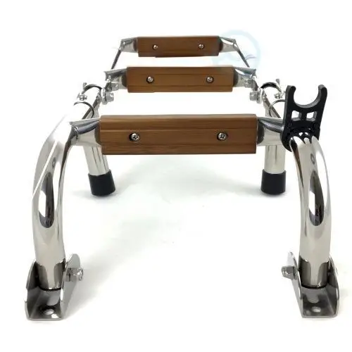Zwemtrap RVS-teak klapbaar 2+2 Lage Prijs