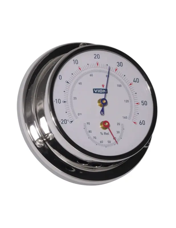 Thermometer / Hygrometer - Glanzend RVS - 97 mm Seizoensaanbieding
